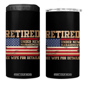 Funny Retirement 4 in 1 Can Cooler Tumbler See Wife For Details Husband Dad Grandpa Humor US Flag TS10 One Size: 16 oz Black Print Your Wear