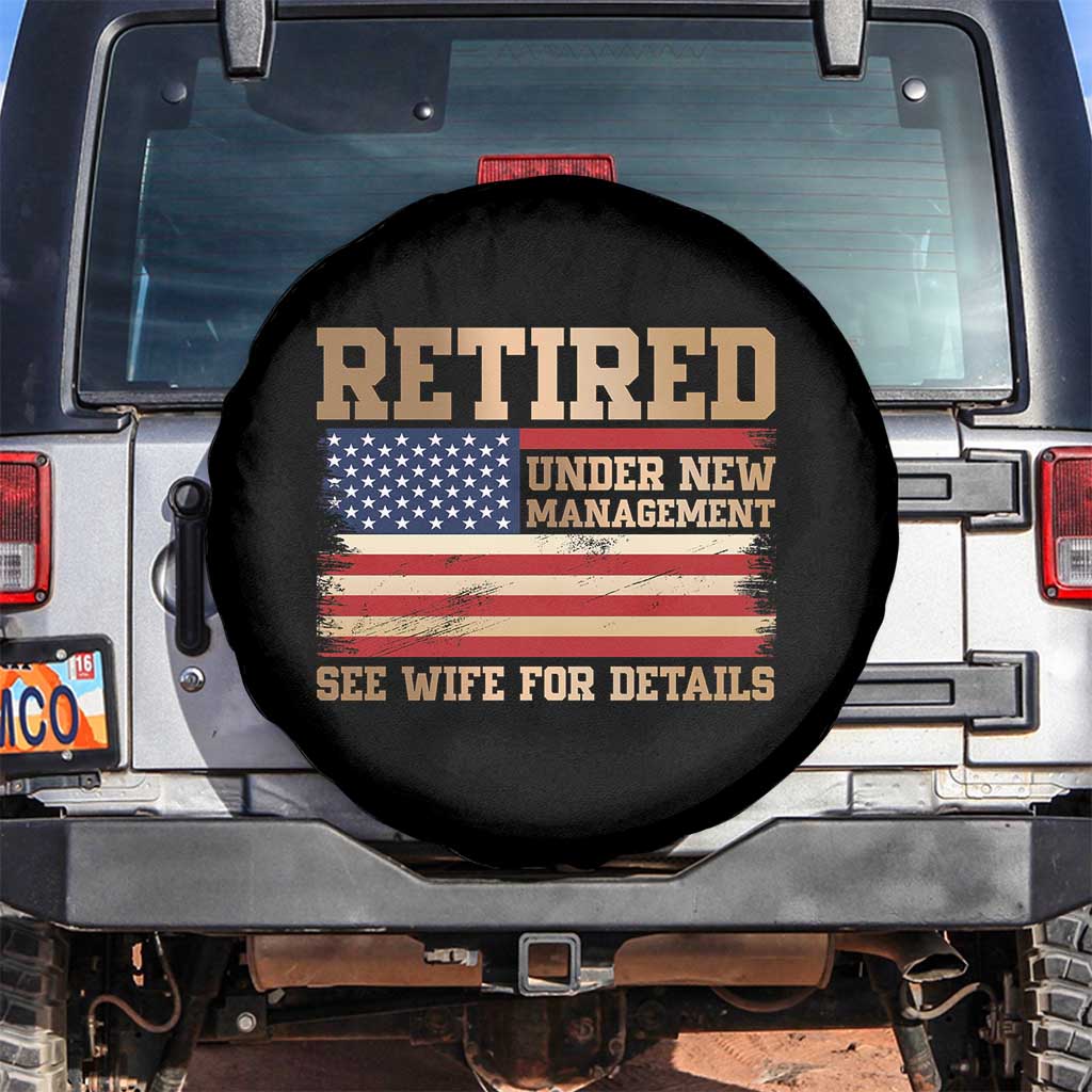 Funny Retirement Spare Tire Cover See Wife For Details Husband Dad Grandpa Humor US Flag TS10 No hole Black Print Your Wear