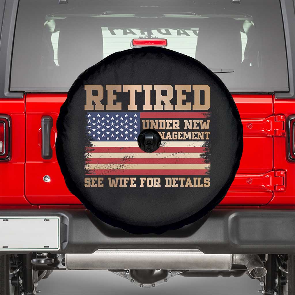 Funny Retirement Spare Tire Cover See Wife For Details Husband Dad Grandpa Humor US Flag TS10 Black Print Your Wear