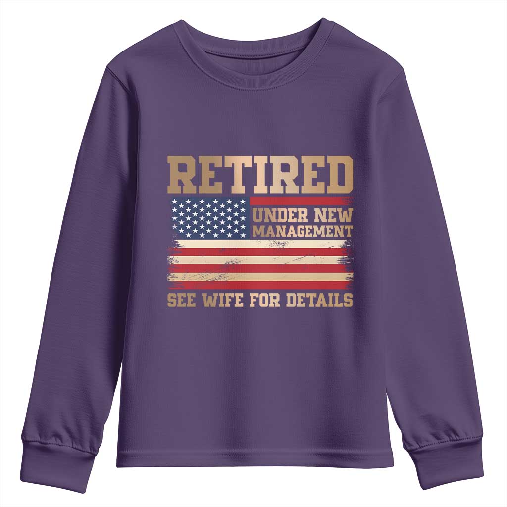 Funny Retirement Youth Sweatshirt See Wife For Details Husband Dad Grandpa Humor US Flag TS10 Purple Print Your Wear