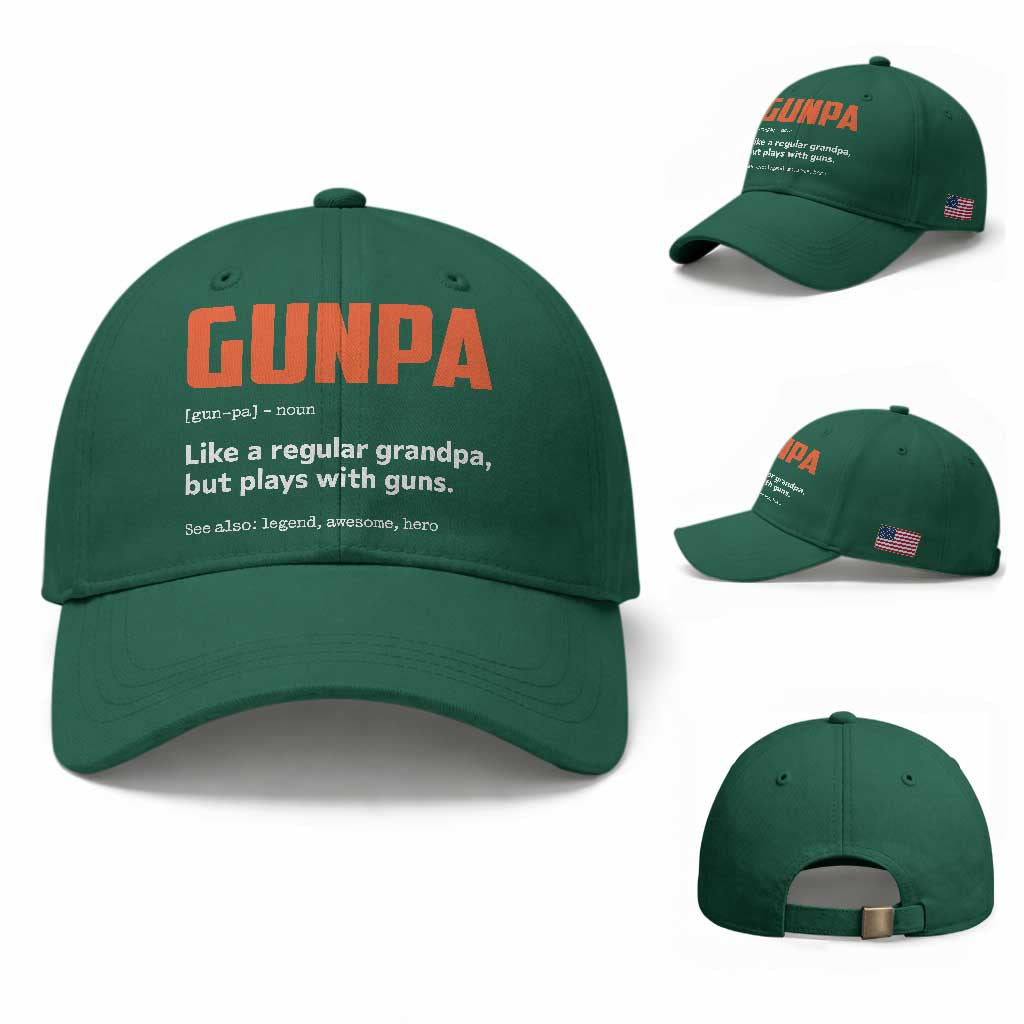 Funny Gunpa Baseball Cap Gun Lover Grandpa Pro Gun Enthusiast TS10 Baseball Cap Universal Fit Irish Green Print Your Wear