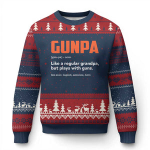 Funny Gunpa Ugly Christmas Sweater Gun Lover Grandpa Pro Gun Enthusiast TS10 Navy Red Print Your Wear