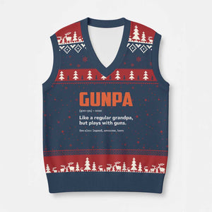 Funny Gunpa V-Neck Knit Sweater Vest Gun Lover Grandpa Pro Gun Enthusiast TS10 Navy Red Print Your Wear