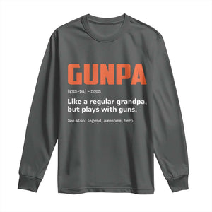 Funny Gunpa Long Sleeve Shirt Gun Lover Grandpa Pro Gun Enthusiast TS10 Dark Heather Print Your Wear