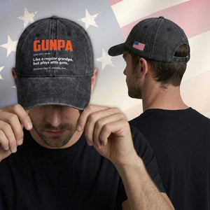 Funny Gunpa Washed Cotton Baseball Cap Gun Lover Grandpa Pro Gun Enthusiast TS10 Print Your Wear