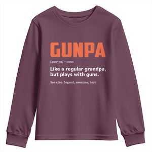 Funny Gunpa Youth Sweatshirt Gun Lover Grandpa Pro Gun Enthusiast TS10 Maroon Print Your Wear