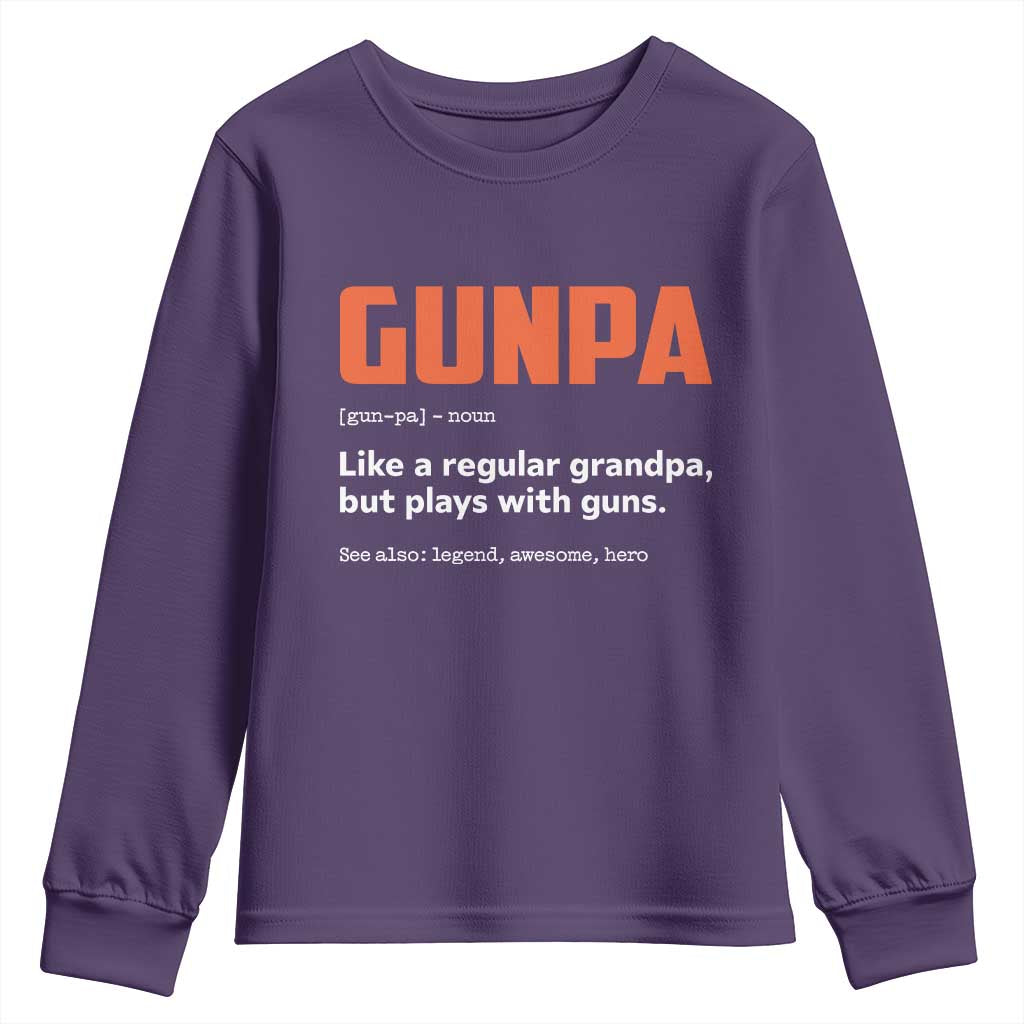 Funny Gunpa Youth Sweatshirt Gun Lover Grandpa Pro Gun Enthusiast TS10 Purple Print Your Wear