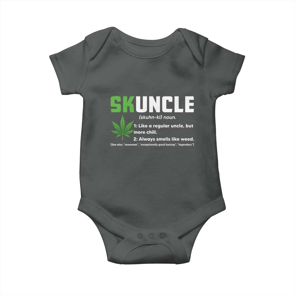 Funny Uncle Weed Smoker Baby Onesie Skuncle Definition Funny Weed Pot Cannabis Marijuana TS10 Dark Heather Print Your Wear