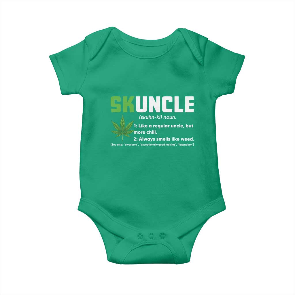 Funny Uncle Weed Smoker Baby Onesie Skuncle Definition Funny Weed Pot Cannabis Marijuana TS10 Irish Green Print Your Wear
