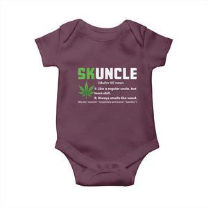 Funny Uncle Weed Smoker Baby Onesie Skuncle Definition Funny Weed Pot Cannabis Marijuana TS10 Maroon Print Your Wear