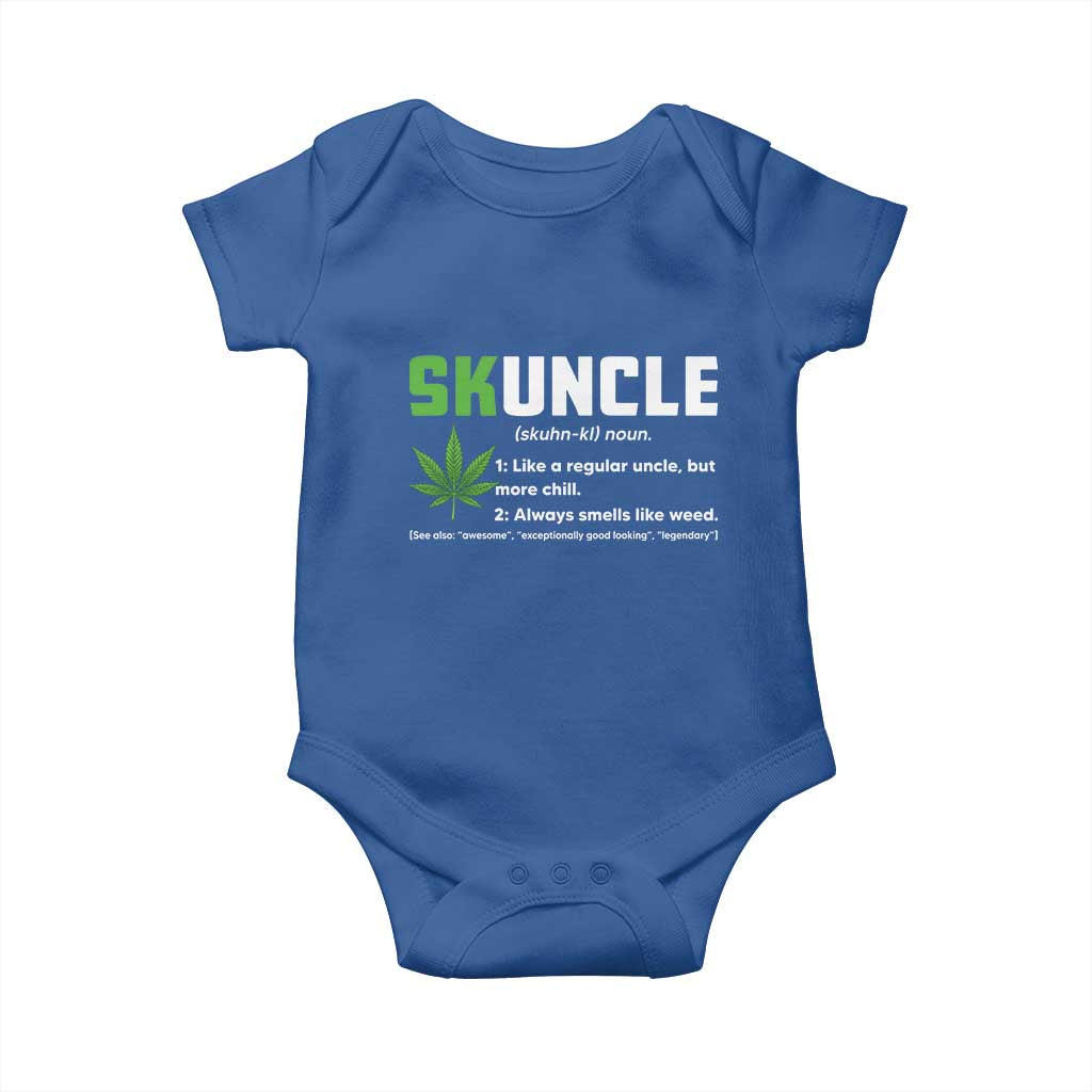 Funny Uncle Weed Smoker Baby Onesie Skuncle Definition Funny Weed Pot Cannabis Marijuana TS10 Royal Blue Print Your Wear