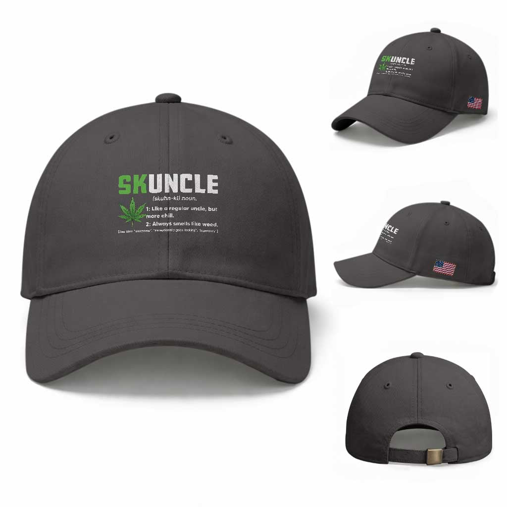 Funny Uncle Weed Smoker Baseball Cap Skuncle Definition Funny Weed Pot Cannabis Marijuana TS10 Baseball Cap Universal Fit Dark Gray Print Your Wear