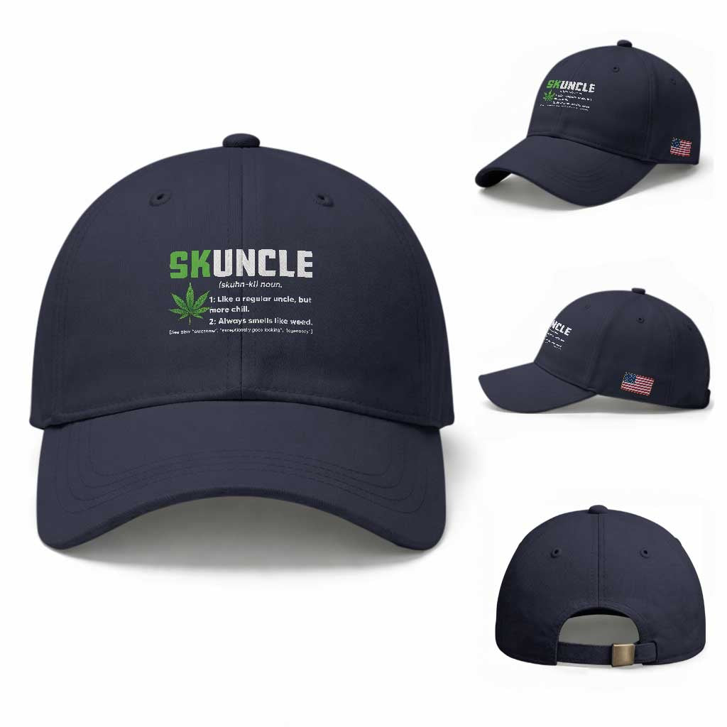 Funny Uncle Weed Smoker Baseball Cap Skuncle Definition Funny Weed Pot Cannabis Marijuana TS10 Baseball Cap Universal Fit Navy Print Your Wear