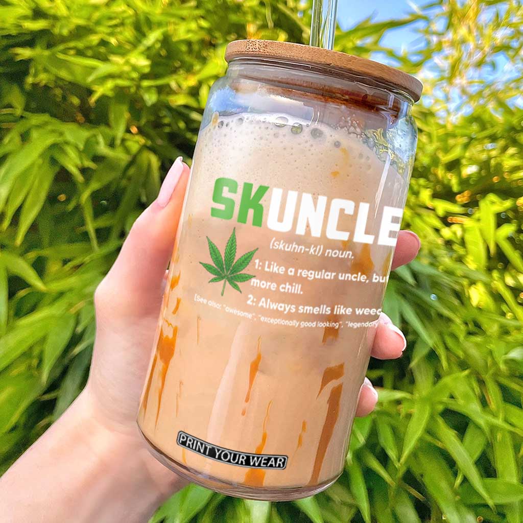 Funny Uncle Weed Smoker Glass Can Skuncle Definition Funny Weed Pot Cannabis Marijuana TS10 Black Print Your Wear