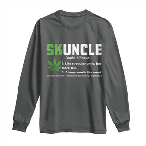 Funny Uncle Weed Smoker Long Sleeve Shirt Skuncle Definition Funny Weed Pot Cannabis Marijuana TS10 Dark Heather Print Your Wear