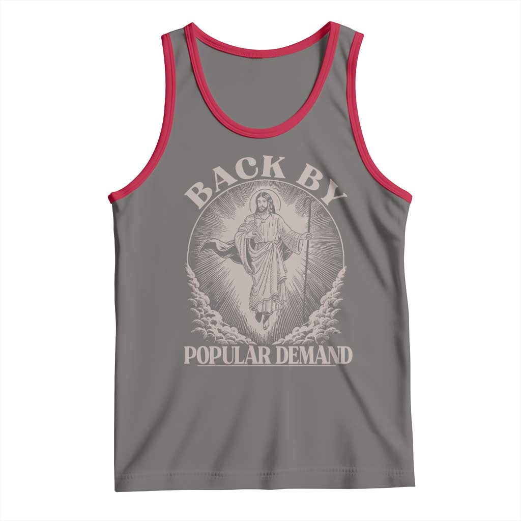 Funny Jesus Back Tank Top Retro Funny Sayings Easter Back By Popular Demand TS10 Deep Heather Red Print Your Wear