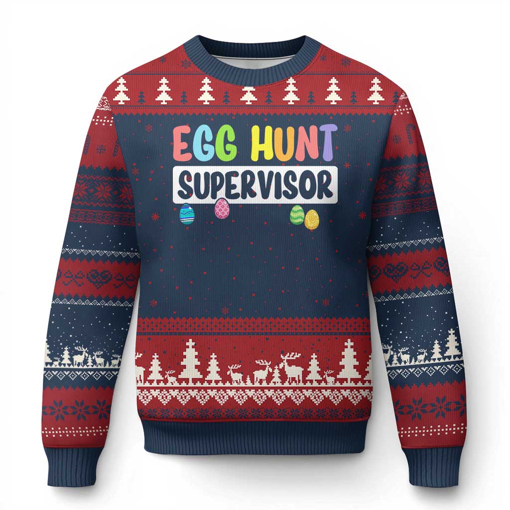 Easter Egg Hunt Supervisor Ugly Christmas Sweater Funny Mom Dad TS10 Navy Red Print Your Wear