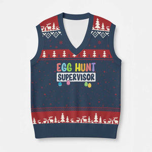 Easter Egg Hunt Supervisor V-Neck Knit Sweater Vest Funny Mom Dad TS10 Navy Red Print Your Wear