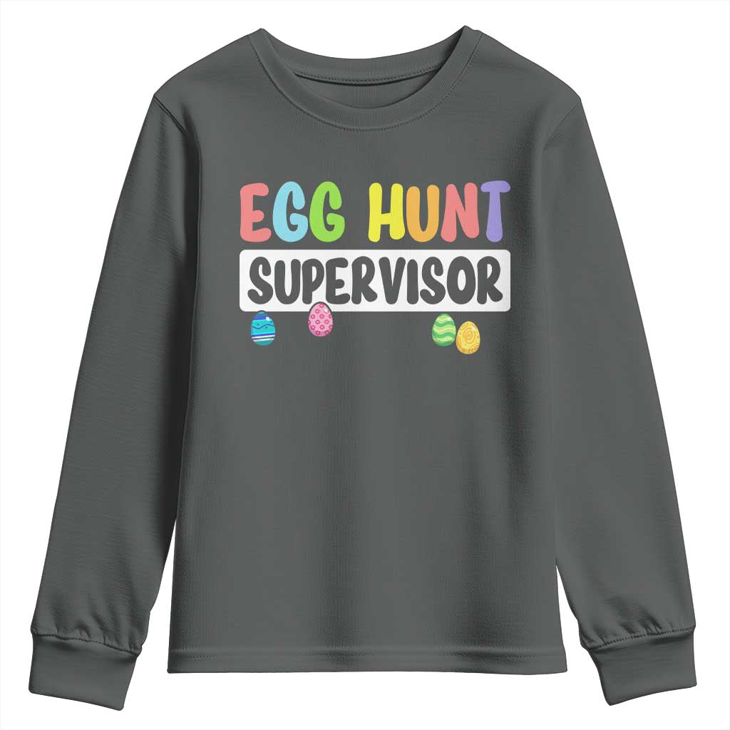 Easter Egg Hunt Supervisor Youth Sweatshirt Funny Mom Dad TS10 Dark Heather Print Your Wear