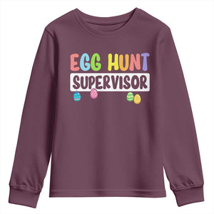 Easter Egg Hunt Supervisor Youth Sweatshirt Funny Mom Dad TS10 Maroon Print Your Wear