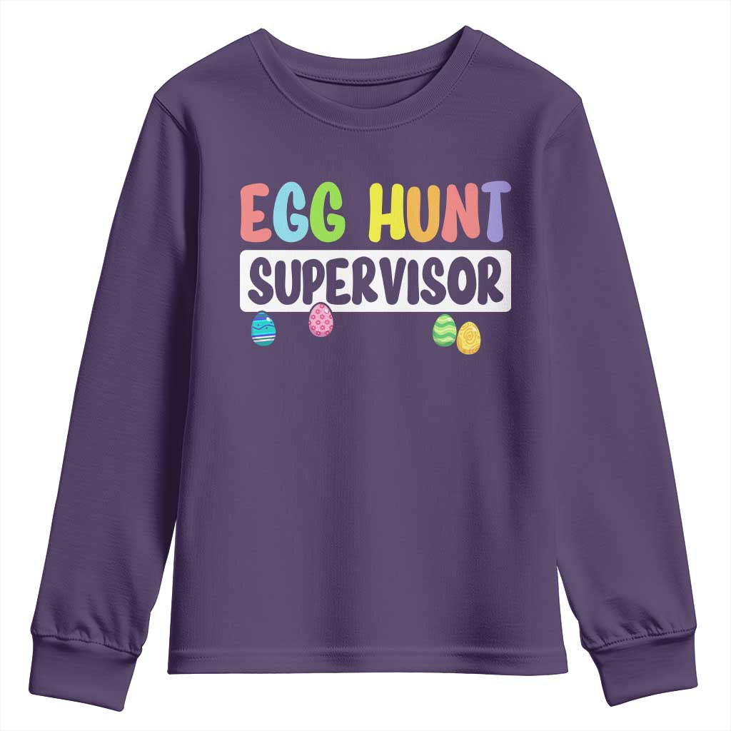 Easter Egg Hunt Supervisor Youth Sweatshirt Funny Mom Dad TS10 Purple Print Your Wear