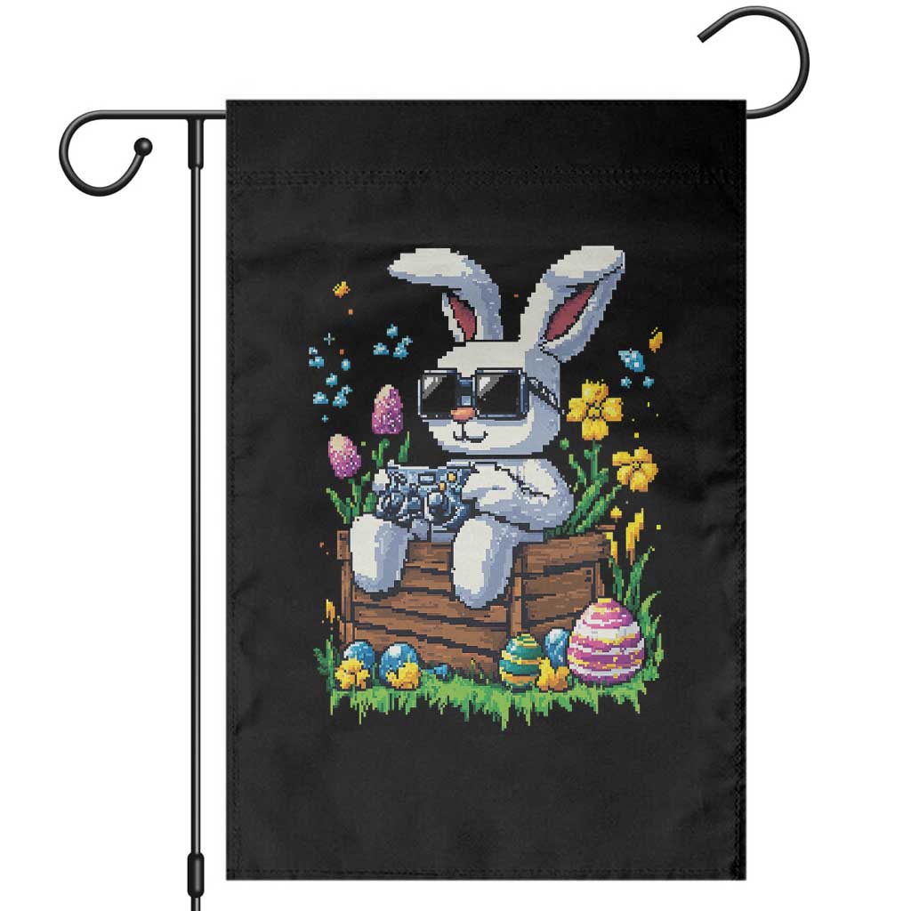 Gamer Rabbit Garden Flag Cute Bunny Gaming Eggs Video Games Easter Pixel Garden TS10 Black Print Your Wear
