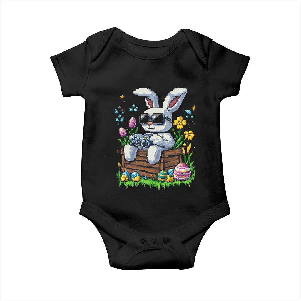 Gamer Rabbit Baby Onesie Cute Bunny Gaming Eggs Video Games Easter Pixel Garden TS10 Black Print Your Wear
