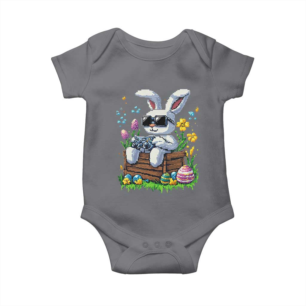 Gamer Rabbit Baby Onesie Cute Bunny Gaming Eggs Video Games Easter Pixel Garden TS10 Charcoal Print Your Wear