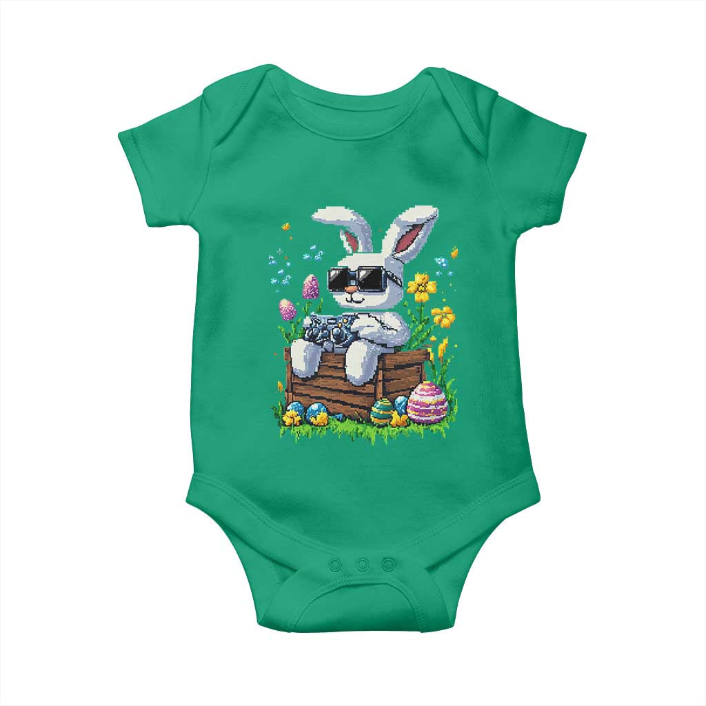 Gamer Rabbit Baby Onesie Cute Bunny Gaming Eggs Video Games Easter Pixel Garden TS10 Irish Green Print Your Wear