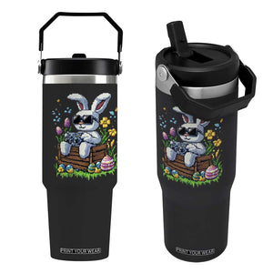 Gamer Rabbit Flip Straw Tumbler Cute Bunny Gaming Eggs Video Games Easter Pixel Garden TS10 One Size: 30 oz Black Print Your Wear