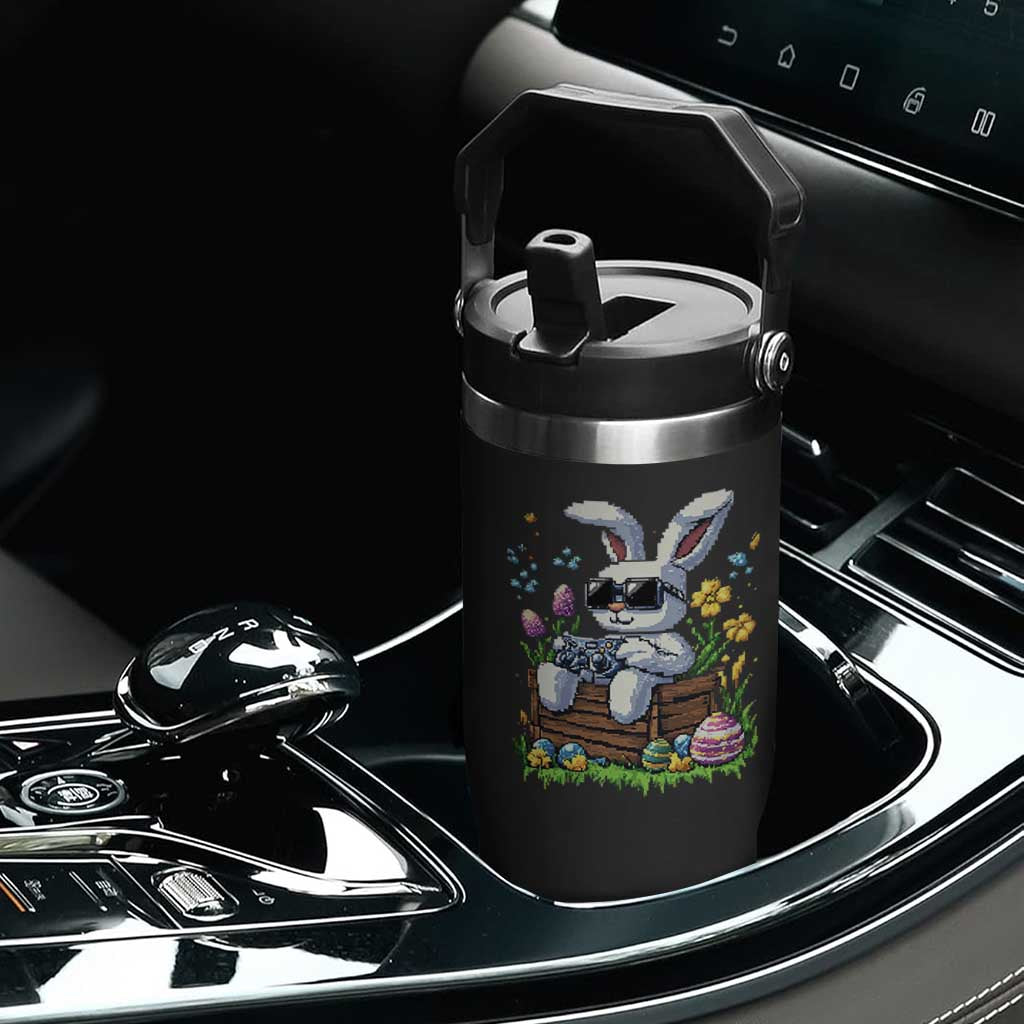 Gamer Rabbit Flip Straw Tumbler Cute Bunny Gaming Eggs Video Games Easter Pixel Garden TS10 Print Your Wear