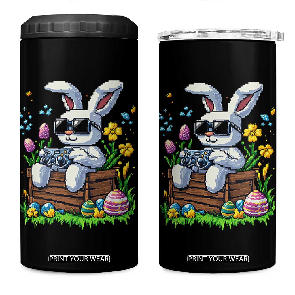 Gamer Rabbit 4 in 1 Can Cooler Tumbler Cute Bunny Gaming Eggs Video Games Easter Pixel Garden TS10 One Size: 16 oz Black Print Your Wear