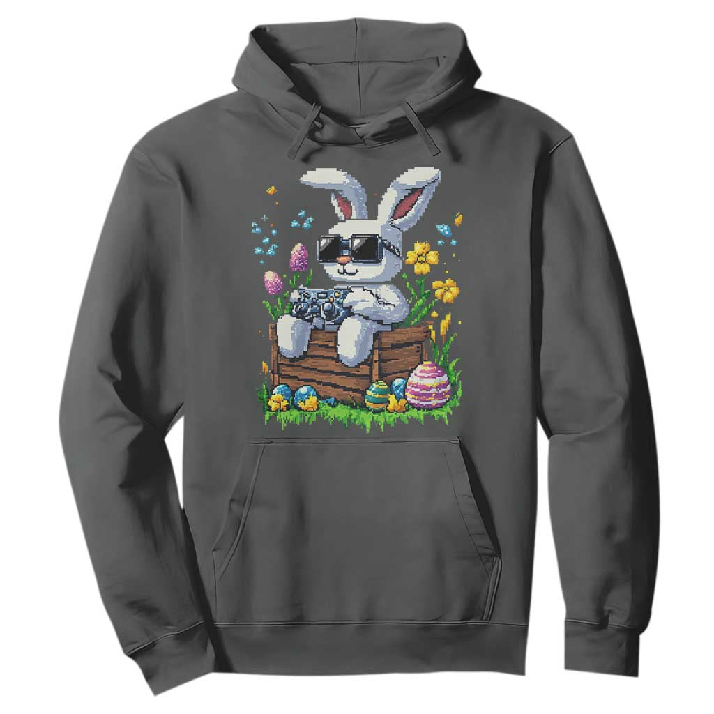 Gamer Rabbit Hoodie Cute Bunny Gaming Eggs Video Games Easter Pixel Garden TS10 Dark Heather Print Your Wear