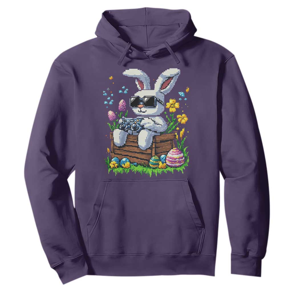 Gamer Rabbit Hoodie Cute Bunny Gaming Eggs Video Games Easter Pixel Garden TS10 Purple Print Your Wear