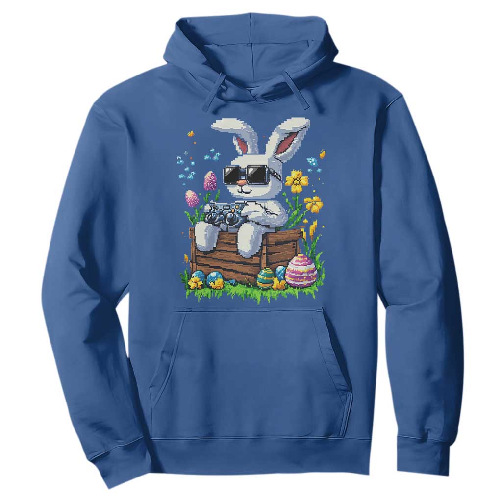 Gamer Rabbit Hoodie Cute Bunny Gaming Eggs Video Games Easter Pixel Garden TS10 Royal Blue Print Your Wear