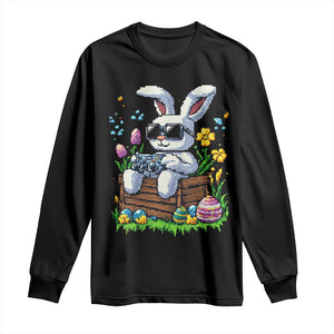 Gamer Rabbit Long Sleeve Shirt Cute Bunny Gaming Eggs Video Games Easter Pixel Garden TS10 Black Print Your Wear