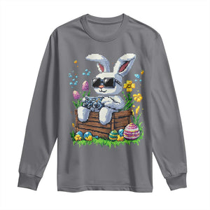 Gamer Rabbit Long Sleeve Shirt Cute Bunny Gaming Eggs Video Games Easter Pixel Garden TS10 Charcoal Print Your Wear