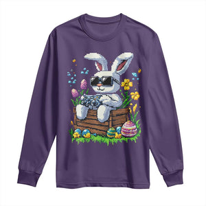 Gamer Rabbit Long Sleeve Shirt Cute Bunny Gaming Eggs Video Games Easter Pixel Garden TS10 Purple Print Your Wear