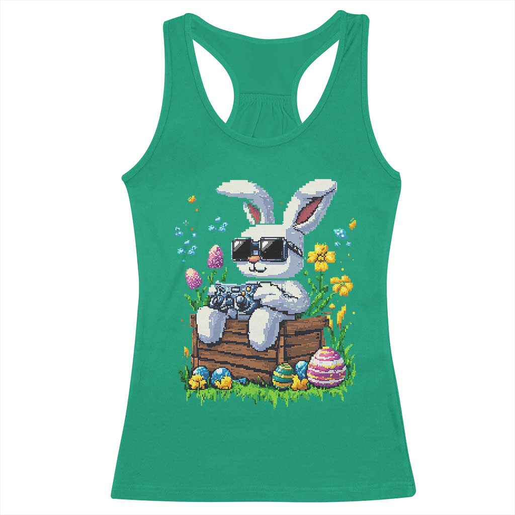 Gamer Rabbit Racerback Tank Top Cute Bunny Gaming Eggs Video Games Easter Pixel Garden TS10 Irish Green Print Your Wear