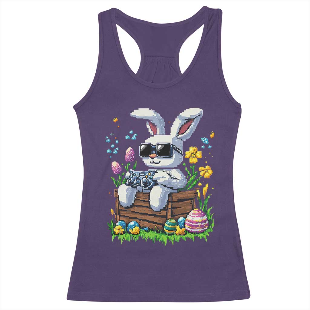 Gamer Rabbit Racerback Tank Top Cute Bunny Gaming Eggs Video Games Easter Pixel Garden TS10 Purple Print Your Wear
