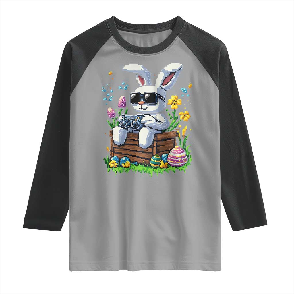 Gamer Rabbit Raglan Shirt Cute Bunny Gaming Eggs Video Games Easter Pixel Garden TS10 Sport Gray Black Print Your Wear
