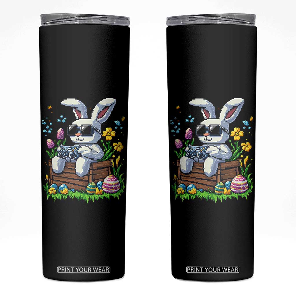 Gamer Rabbit Skinny Tumbler Cute Bunny Gaming Eggs Video Games Easter Pixel Garden TS10 Black Print Your Wear