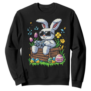 Gamer Rabbit Sweatshirt Cute Bunny Gaming Eggs Video Games Easter Pixel Garden TS10 Black Print Your Wear