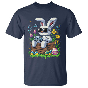 Gamer Rabbit T Shirt Cute Bunny Gaming Eggs Video Games Easter Pixel Garden TS10 Navy Print Your Wear