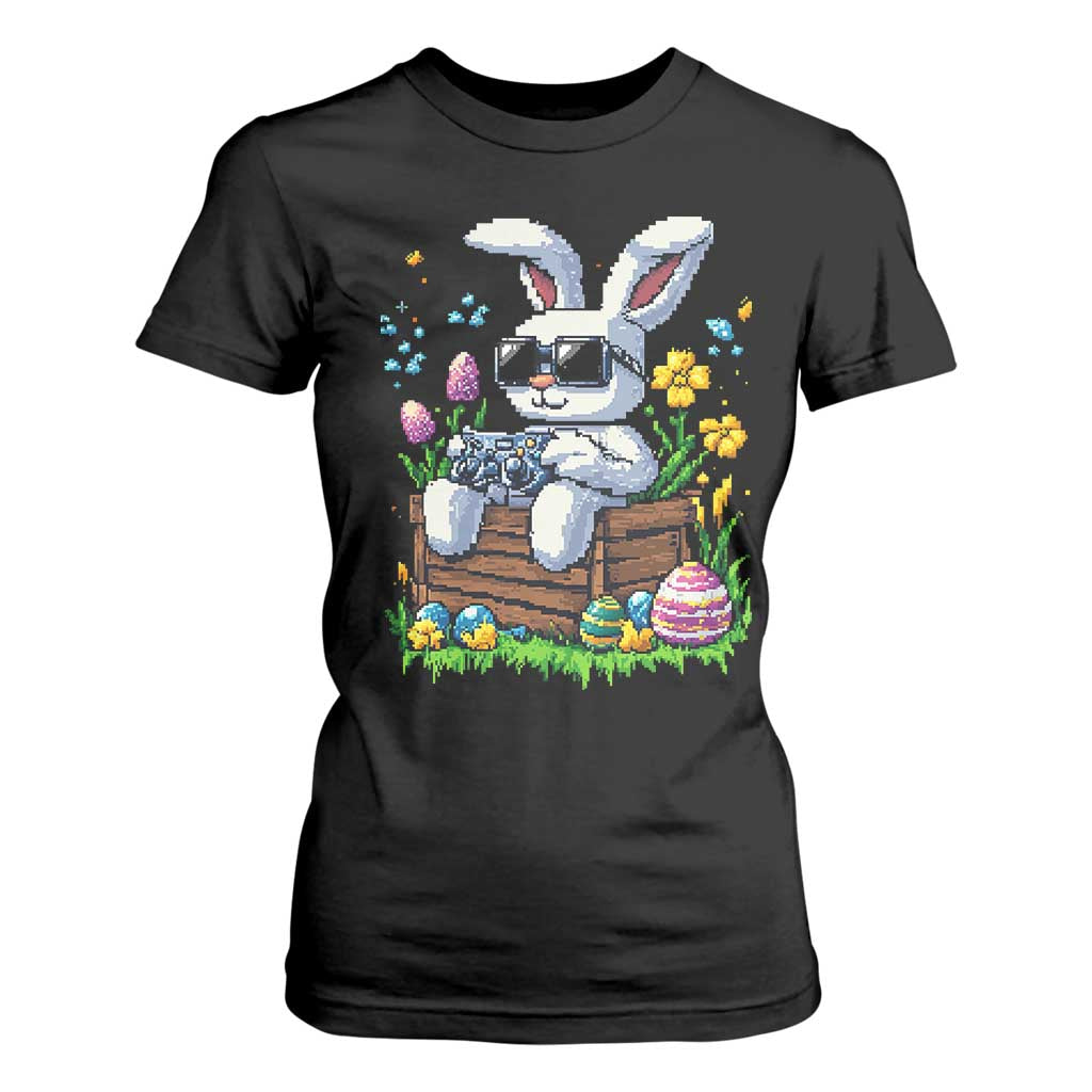 Gamer Rabbit T Shirt For Women Cute Bunny Gaming Eggs Video Games Easter Pixel Garden TS10 Black Print Your Wear