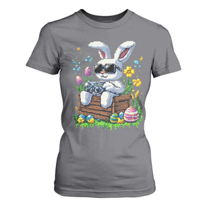 Gamer Rabbit T Shirt For Women Cute Bunny Gaming Eggs Video Games Easter Pixel Garden TS10 Charcoal Print Your Wear