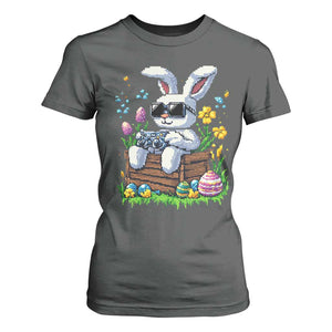 Gamer Rabbit T Shirt For Women Cute Bunny Gaming Eggs Video Games Easter Pixel Garden TS10 Dark Heather Print Your Wear
