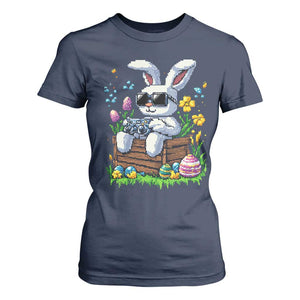 Gamer Rabbit T Shirt For Women Cute Bunny Gaming Eggs Video Games Easter Pixel Garden TS10 Navy Print Your Wear