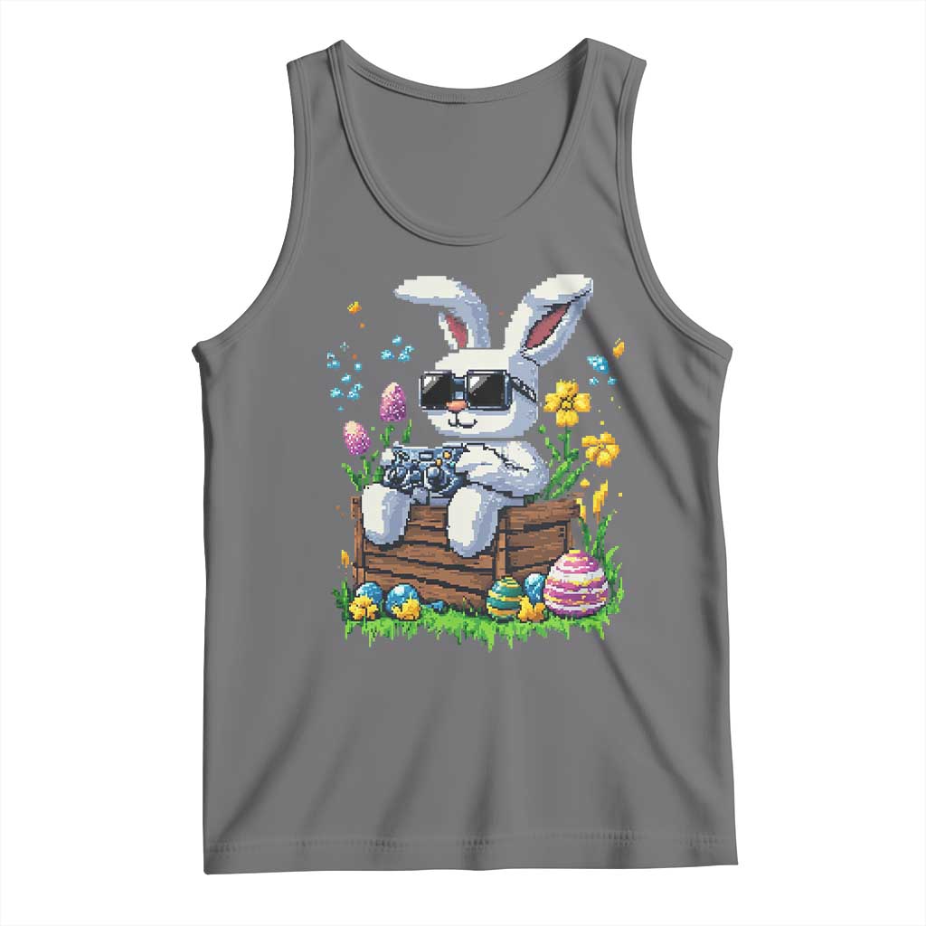 Gamer Rabbit Tank Top Cute Bunny Gaming Eggs Video Games Easter Pixel Garden TS10 Black Heather Print Your Wear