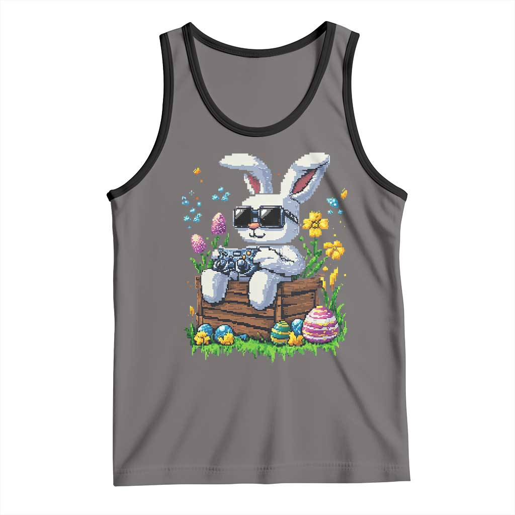 Gamer Rabbit Tank Top Cute Bunny Gaming Eggs Video Games Easter Pixel Garden TS10 Deep Heather Black Print Your Wear